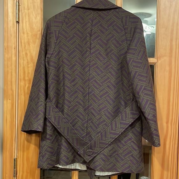 Walter Baker NWT Wool Blend Long Coat Womens size 8 Beautiful! Purple Olive - Picture 10 of 11